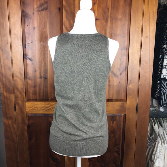 Banana Republic Petite Tan/Light Brown Cotton Sequined Sweater Academia Tank Top - Picture 3 of 9
